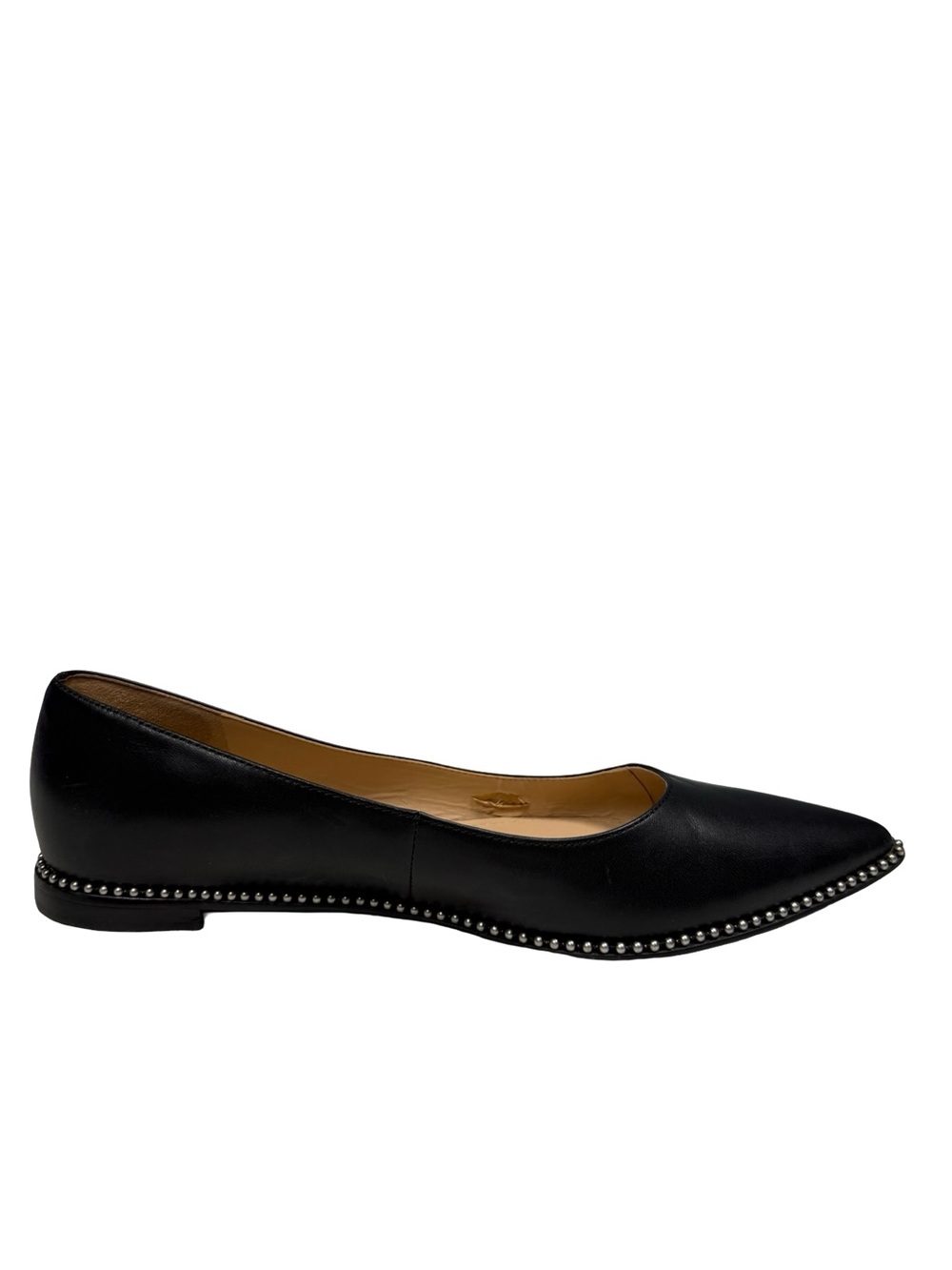 Coach Viviana Beadchain Women 6.5 Black Leather Pointed Toe Skimmer Ballet Flats - Picture 5 of 14